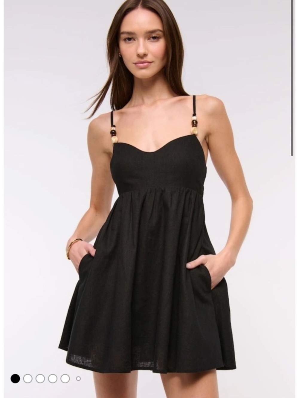 NWT Abercrombie & Fitch Black Beaded Babydoll cotton Skort Dress large y2k
